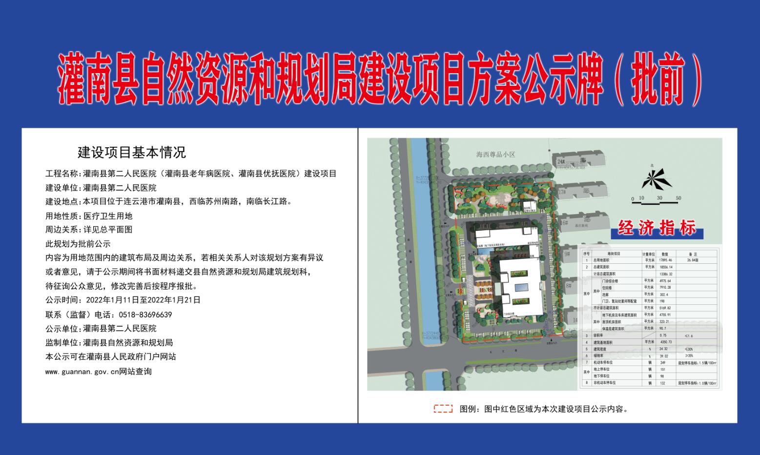 灌南县第二人民医院建设项目方案公示牌批前